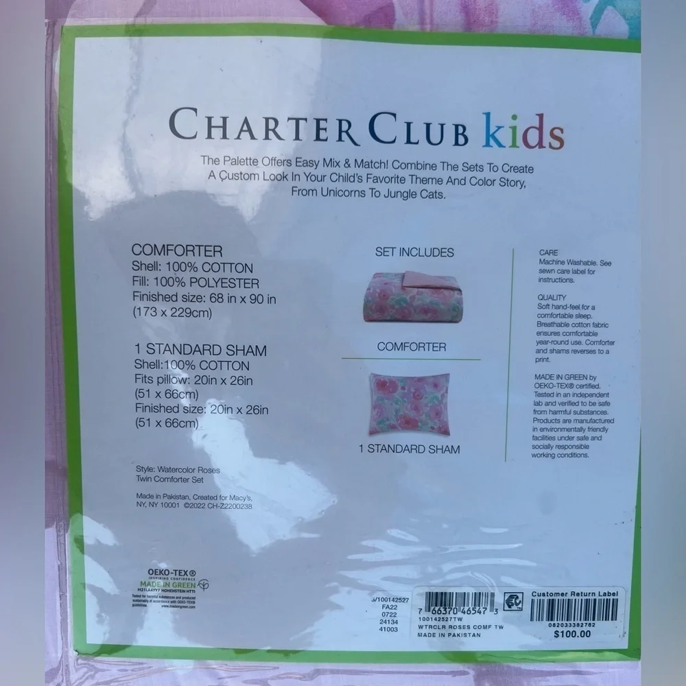 Charter Club Watercolor Roses Twin/Twin XL Comforter ⭐️